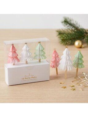 NEW Meri Meri SET 12 HOLIDAY PARTY PICKS CHRISTMAS TREES